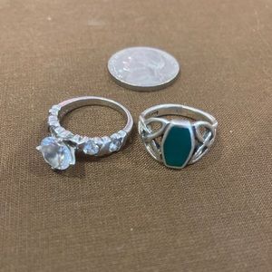 Sterling Silver And Stones Rings Lot Of 2